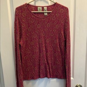 Red Fitted Long Sleeve Blouse